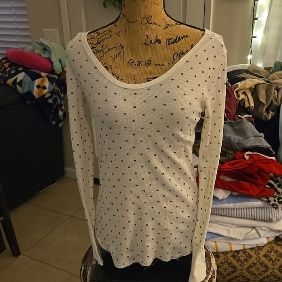 We The FREE White Polka Dot Long Sleeve Top - Picture 1 of 4
